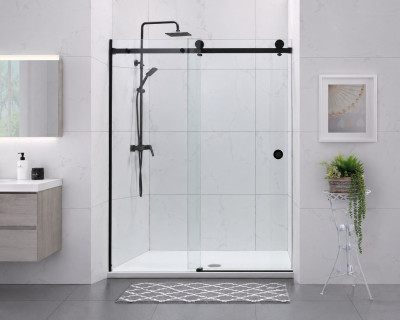 Frameless Shower Screen Wall to Wall Fixed & Sliding Door 2050H