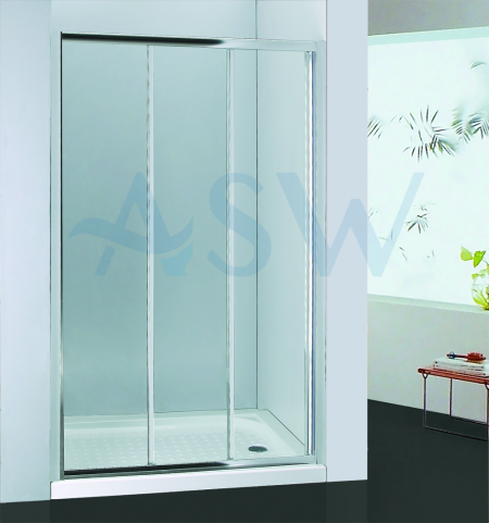 Fully Framed Shower Screen Wall To Wall 3 Panels Sliding Door 6mm 2000H Chrome