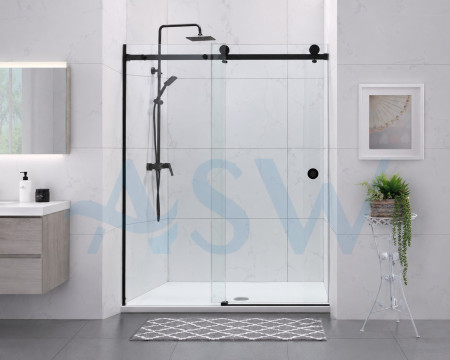 Frameless Shower Screen Wall to Wall Fixed & Sliding Door 2050H