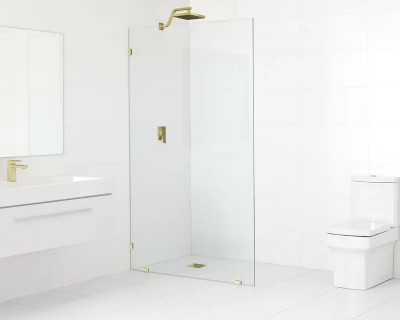 Frameless Shower Screen Fixed Free Standing Panel 2050H no holes glass