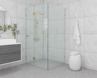 Frameless Shower Screen Corner Hinge Panel & Door & Return 2050H