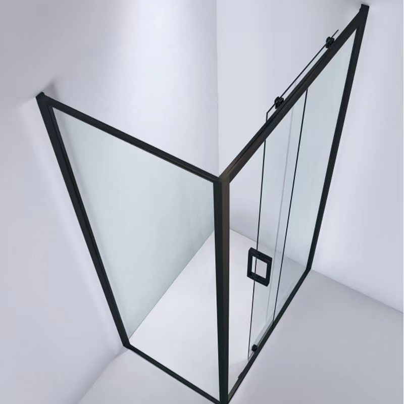 Semi Frameless Shower Screen Corner shape with Sliding Door 1900H adjustable