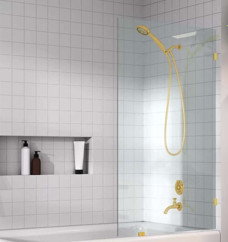 Frameless Shower Screen Fixed Panel Bathtub 1500H x 750W no holes glass