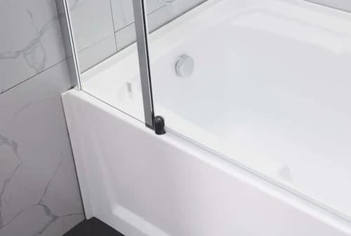 Frameless Shower Screen Chrome Fixed & Pivot panel Bathtub 1500H with wall channel